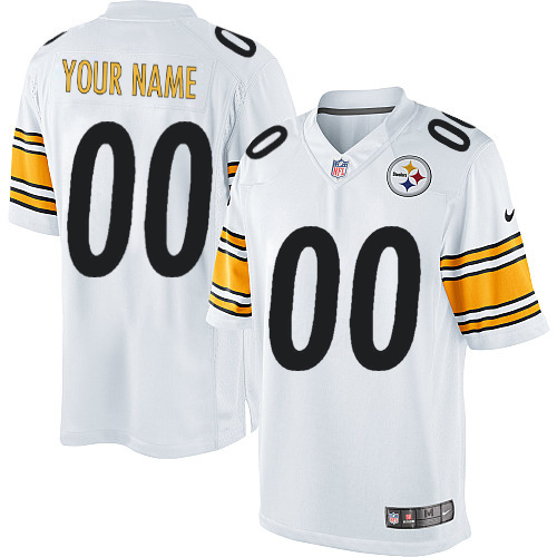 Men's Limited Nike Jersey White Road - Customized NFL Pittsburgh Steelers